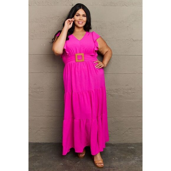 Geegee Fancy Fizz Plus Size Tiered Side Slit Maxi Dress - Picture 1 of 7